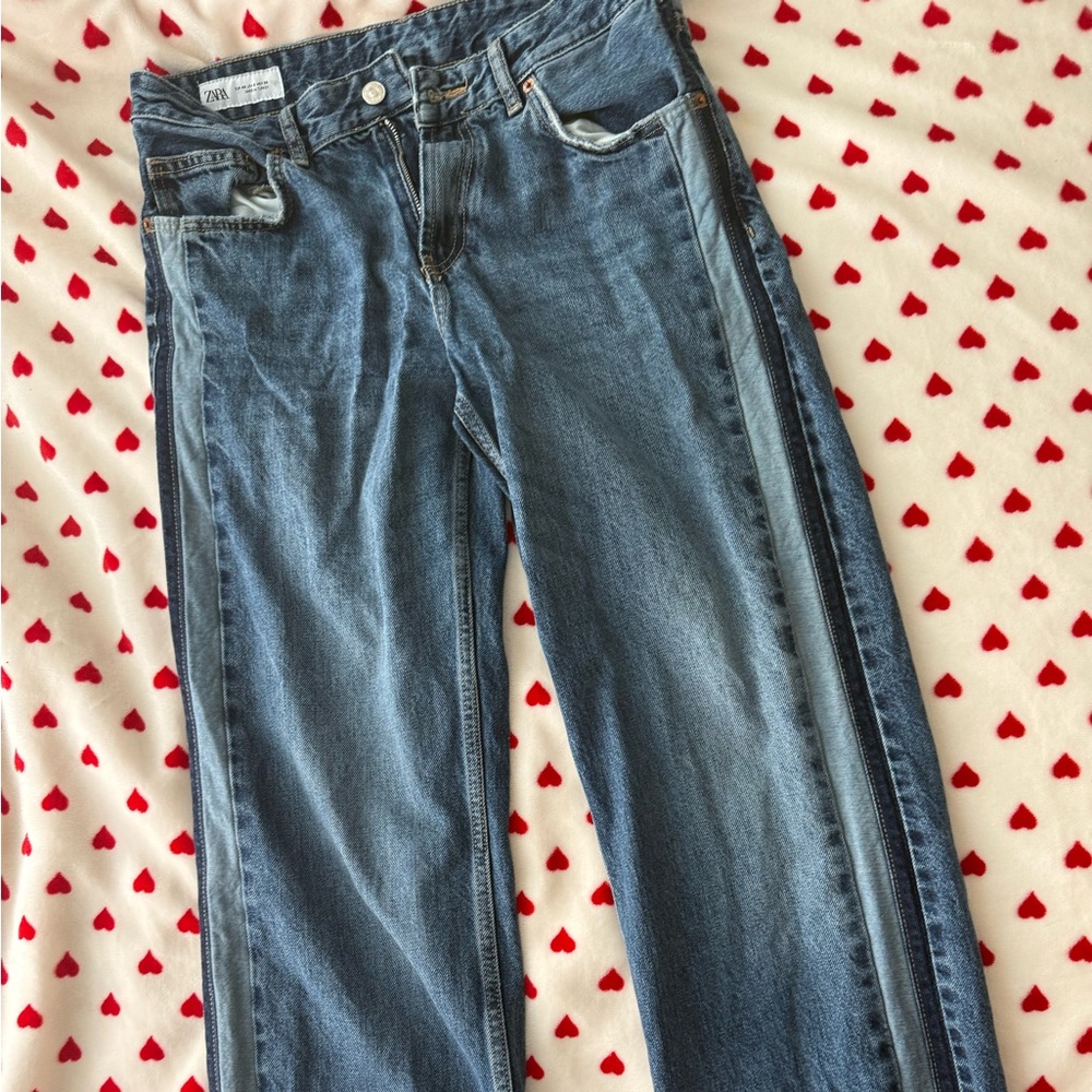 ZARABlue Denim Jeans with Side Stripe